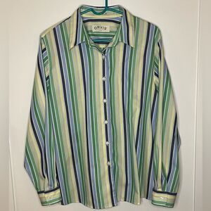 Orvis Size 18 Long Sleeve Striped Button Down Shirt